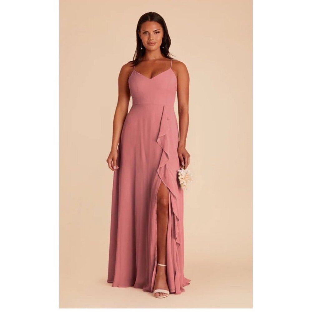 Birdy Grey Theresa Ruffle Front Split Maxi Dress Size S Small